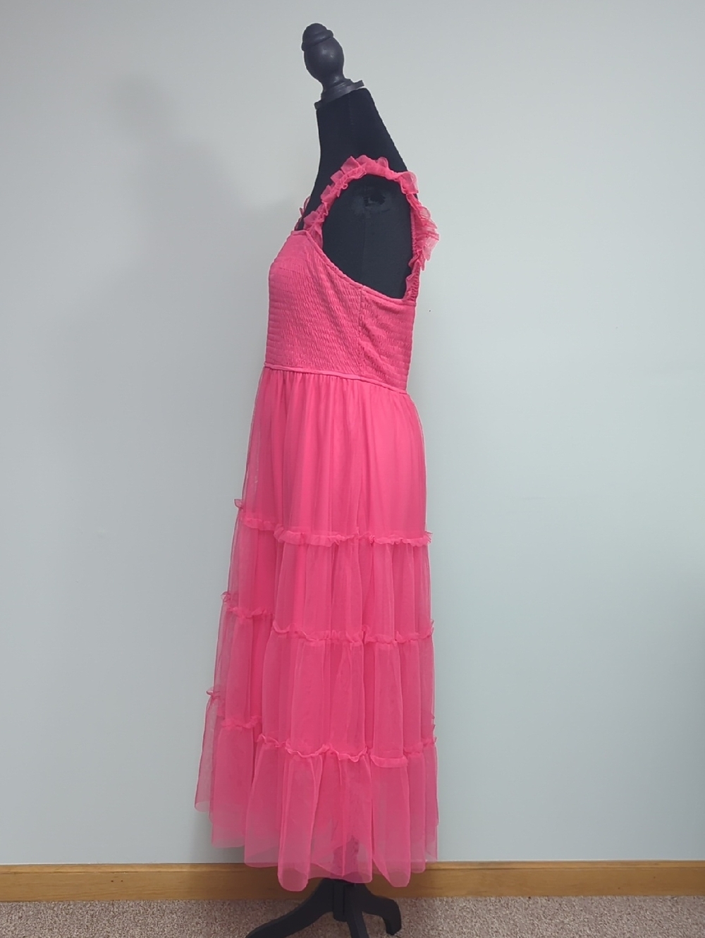 Pink Ruffled Tiered Midi Dress - Picture 3 of 8